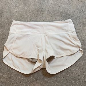 White lululemon speed up shorts